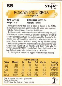 1991 Jockey Star Jockeys #86 Roman Figueroa Back